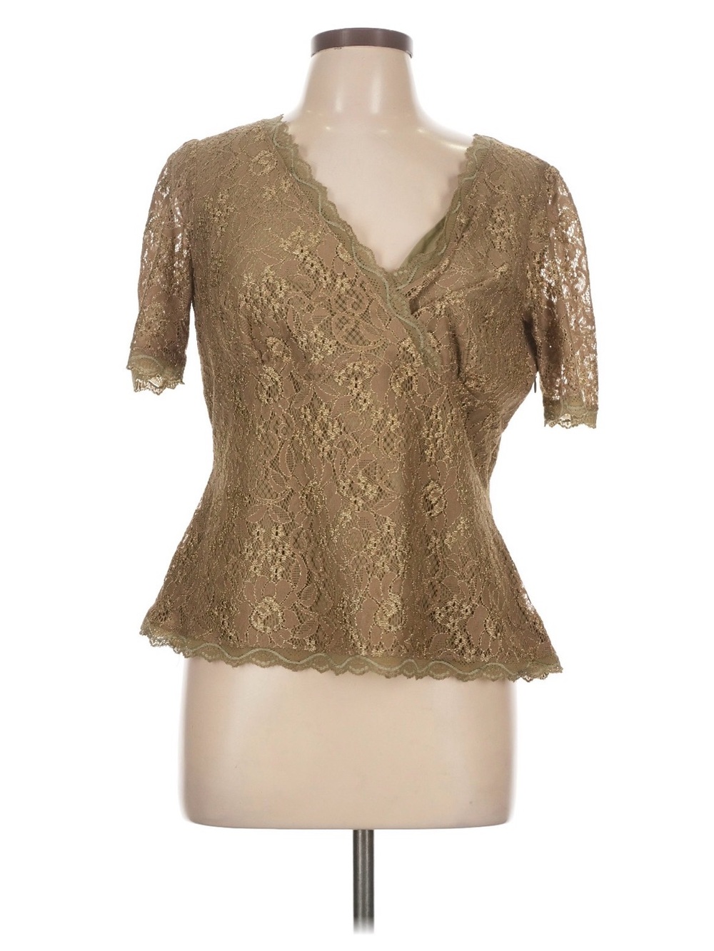 Madeline Olive Green Lace Trim Blouse